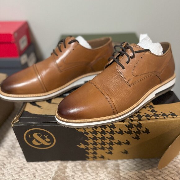 Thomas & Vine Men\'s Hartley Cap Toe Derby Shoe, Size 10.5, NIB